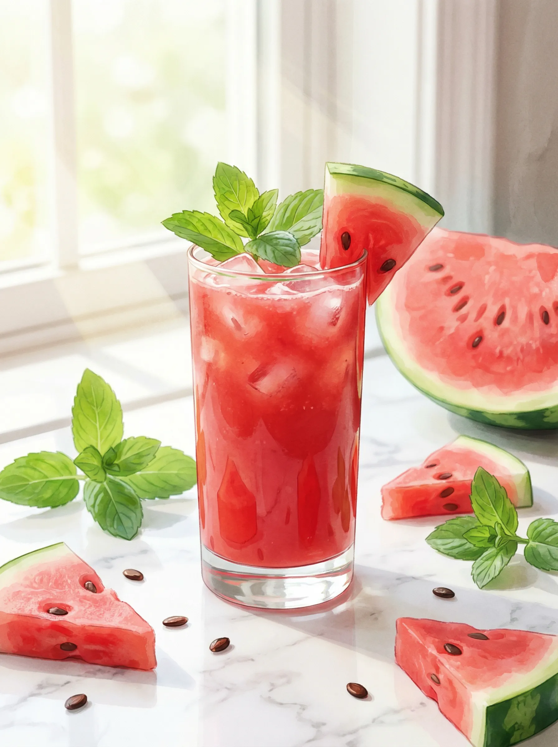 西瓜薄荷冰沙饮品 - 吃瓜黑料